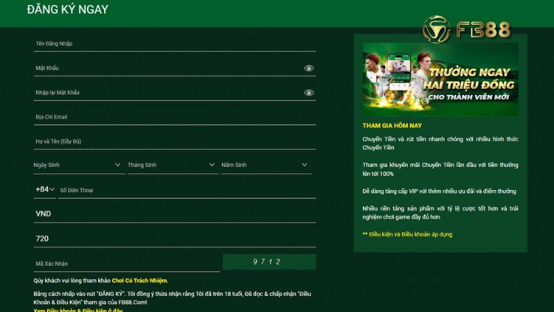 Đăng ký tài khoản Fb88