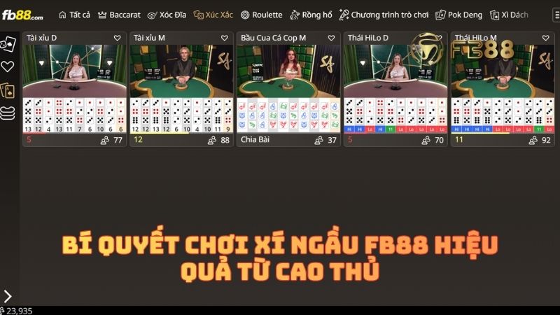 Bí quyết chơi Xí ngầu FB88 hiệu quả từ cao thủ